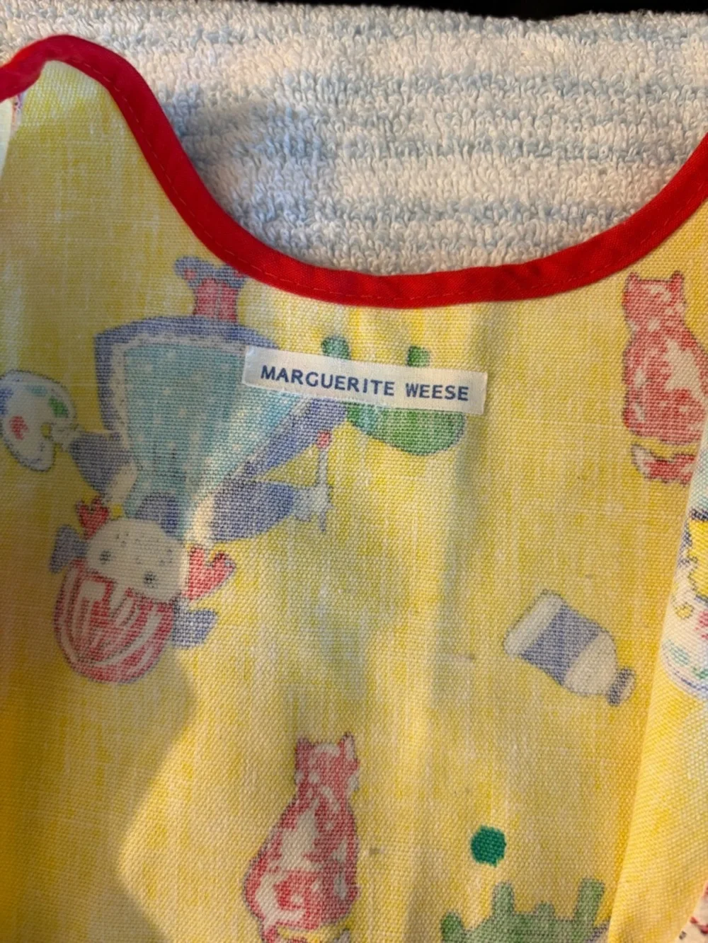Vintage Kids Yellow Artist Smock with Red Trim